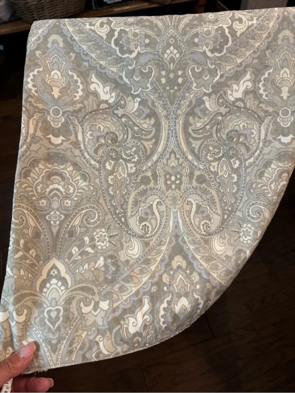 Pottery Barn Silver grey Paisley Table Runner